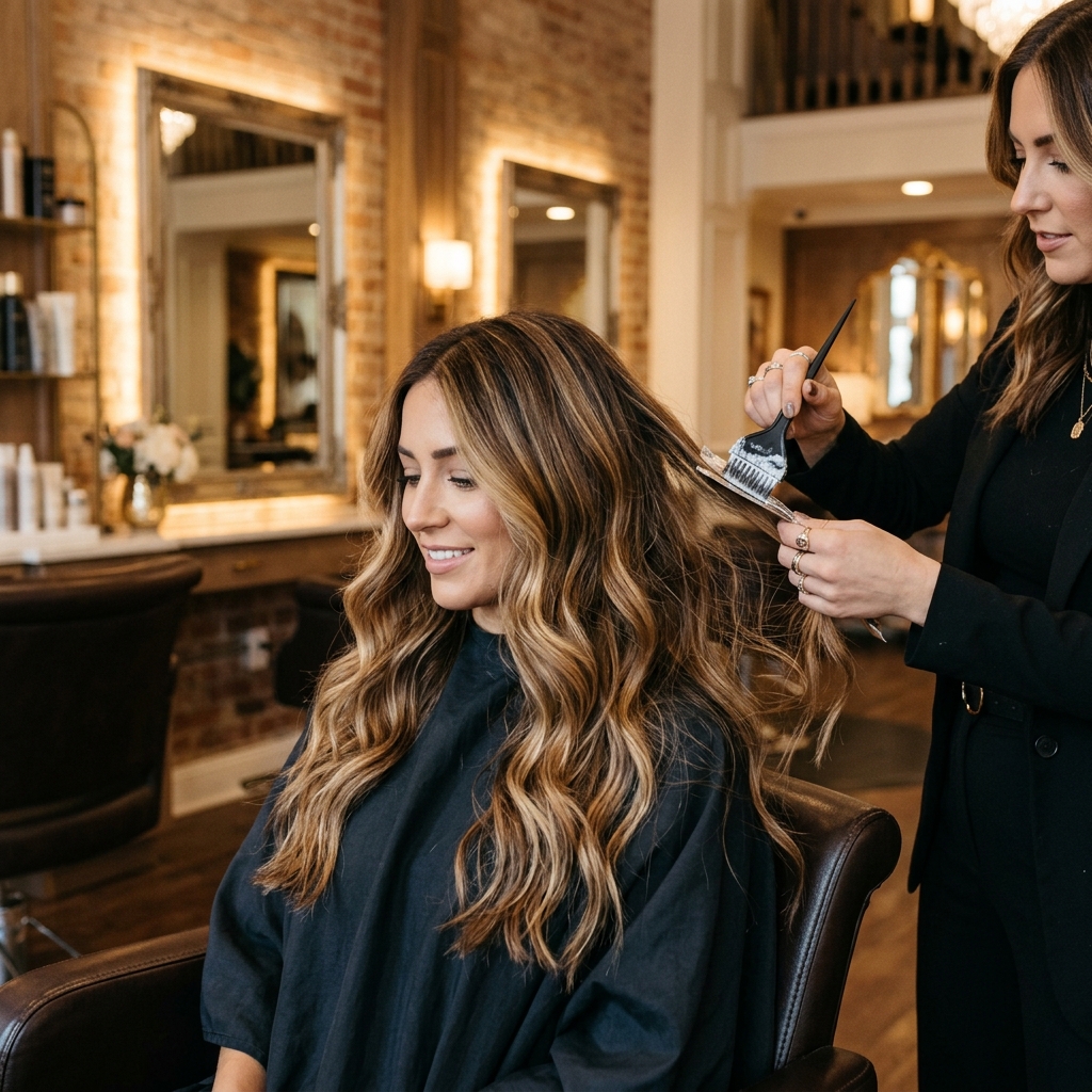 Salon hair styling work